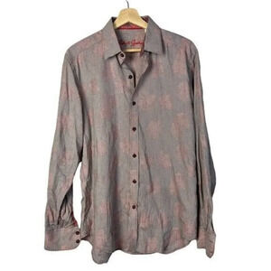 Robert Graham Red Plaid Floral Long Sleeve Button Down M